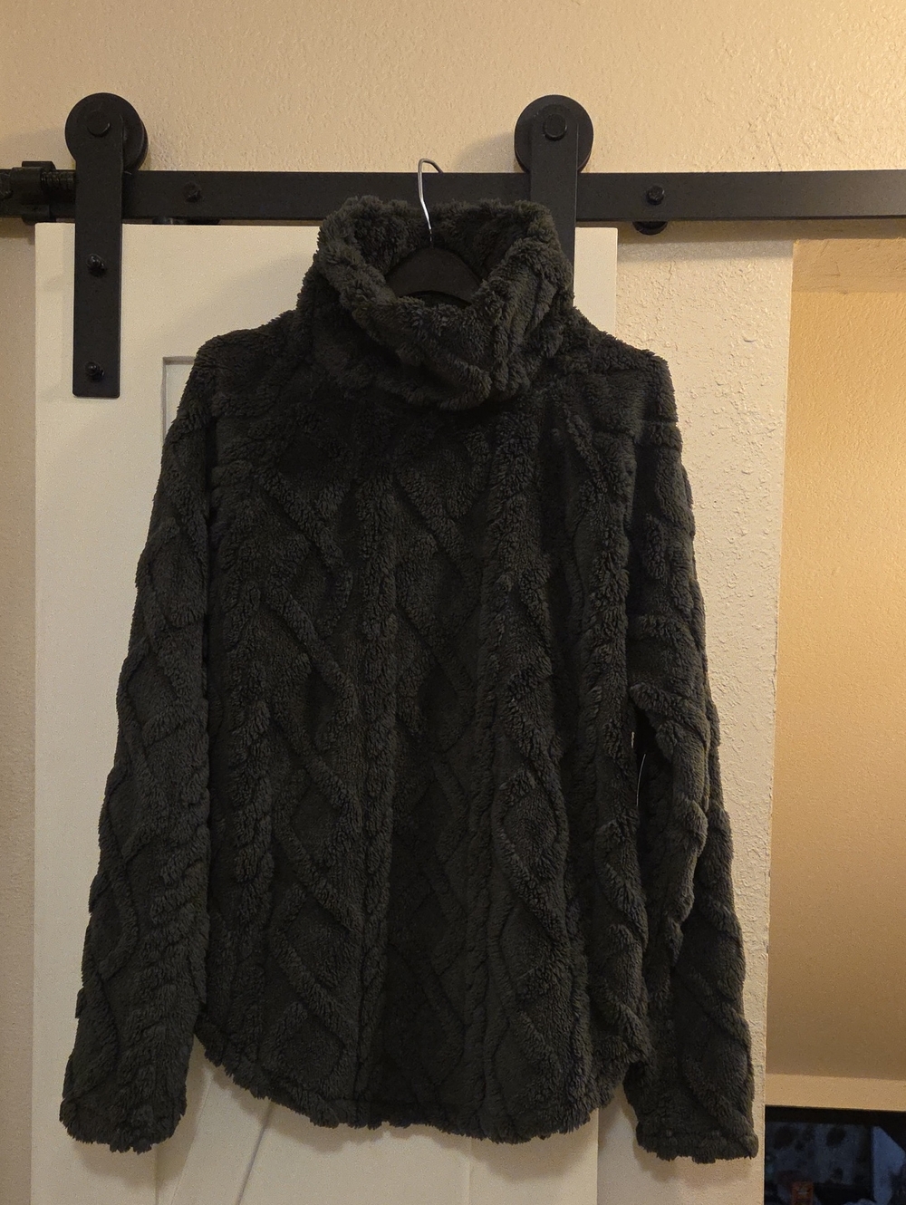Eddie Bauer Charcoal Cable Turtleneck Fleece Pullover